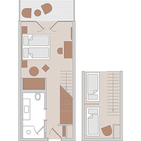 Floor plan of the family room in the Löwen Hotel Montafon