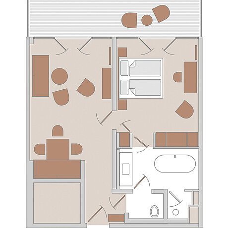 Floor plan of the Deluxe Room Löwen Hotel